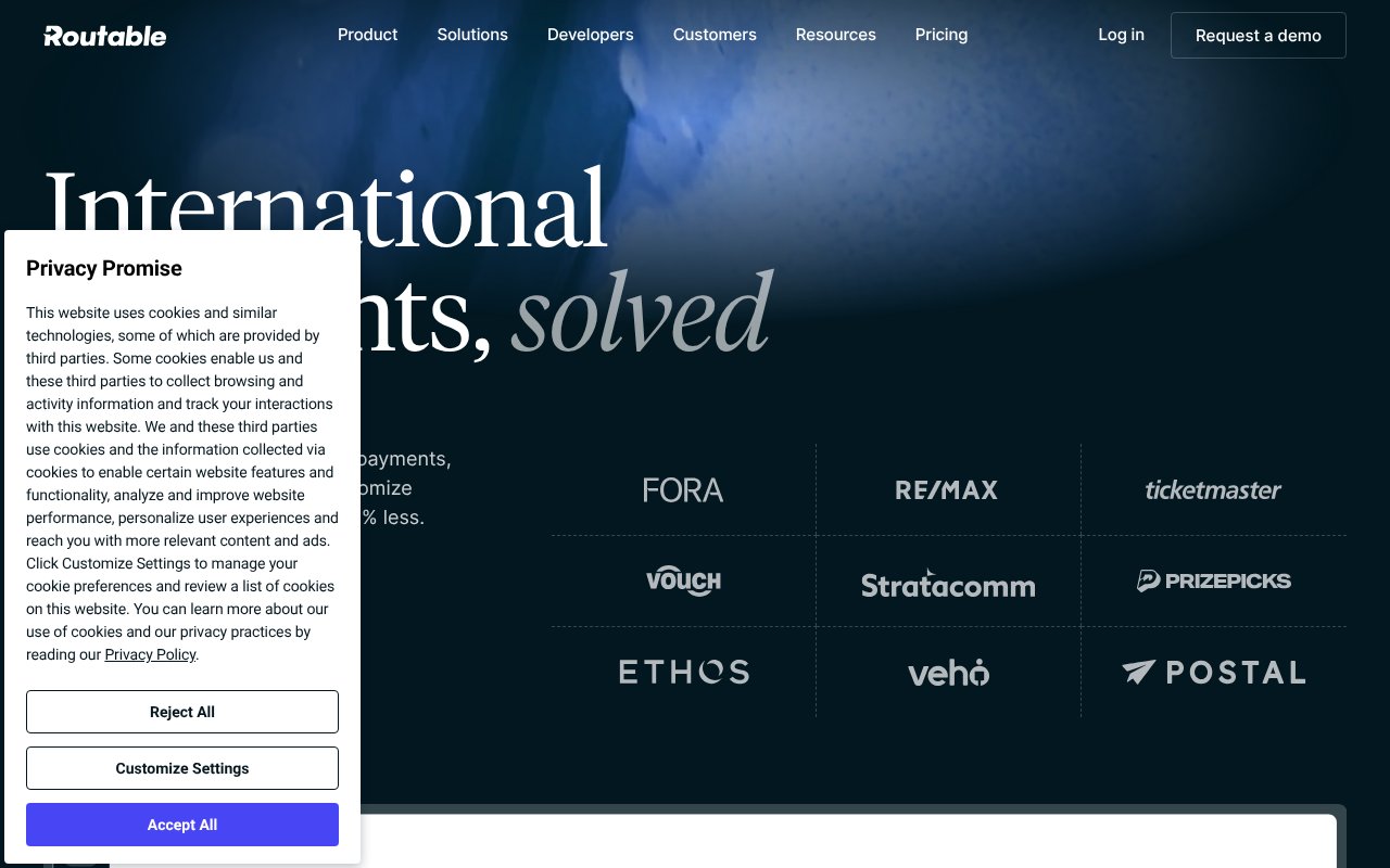 Screenshot of routable.com