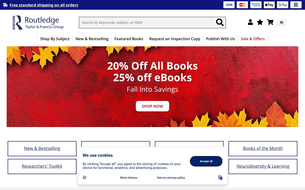 Screenshot of routledge.com