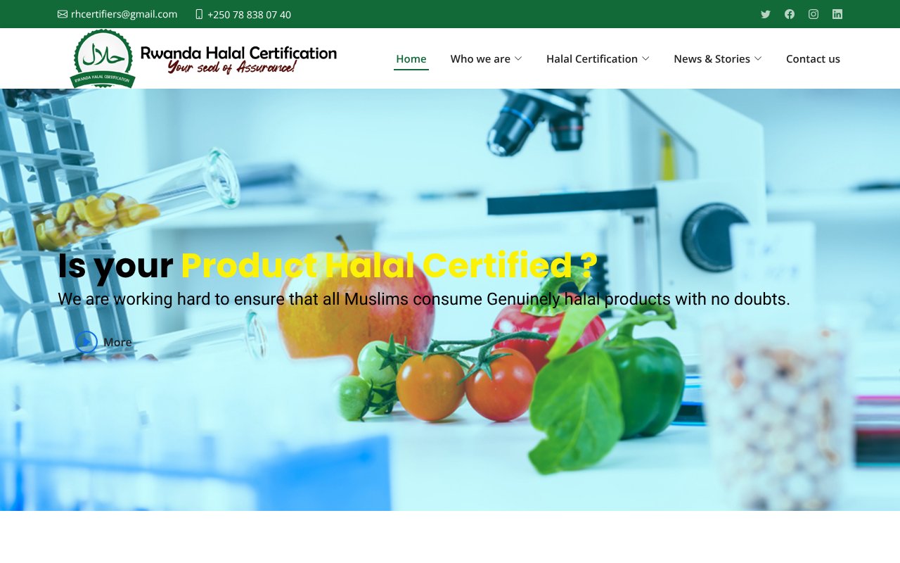 Screenshot of rwandahalalcertification.org.rw