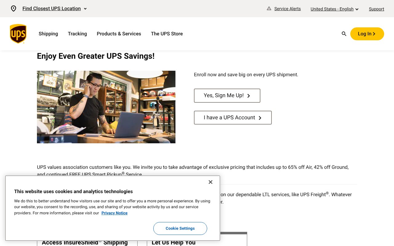 Screenshot of savewithups.com