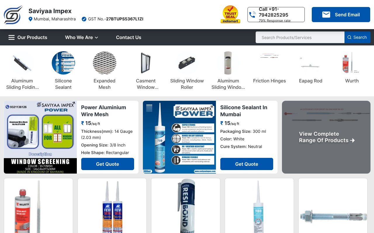 Screenshot of saviyaaimpex.com