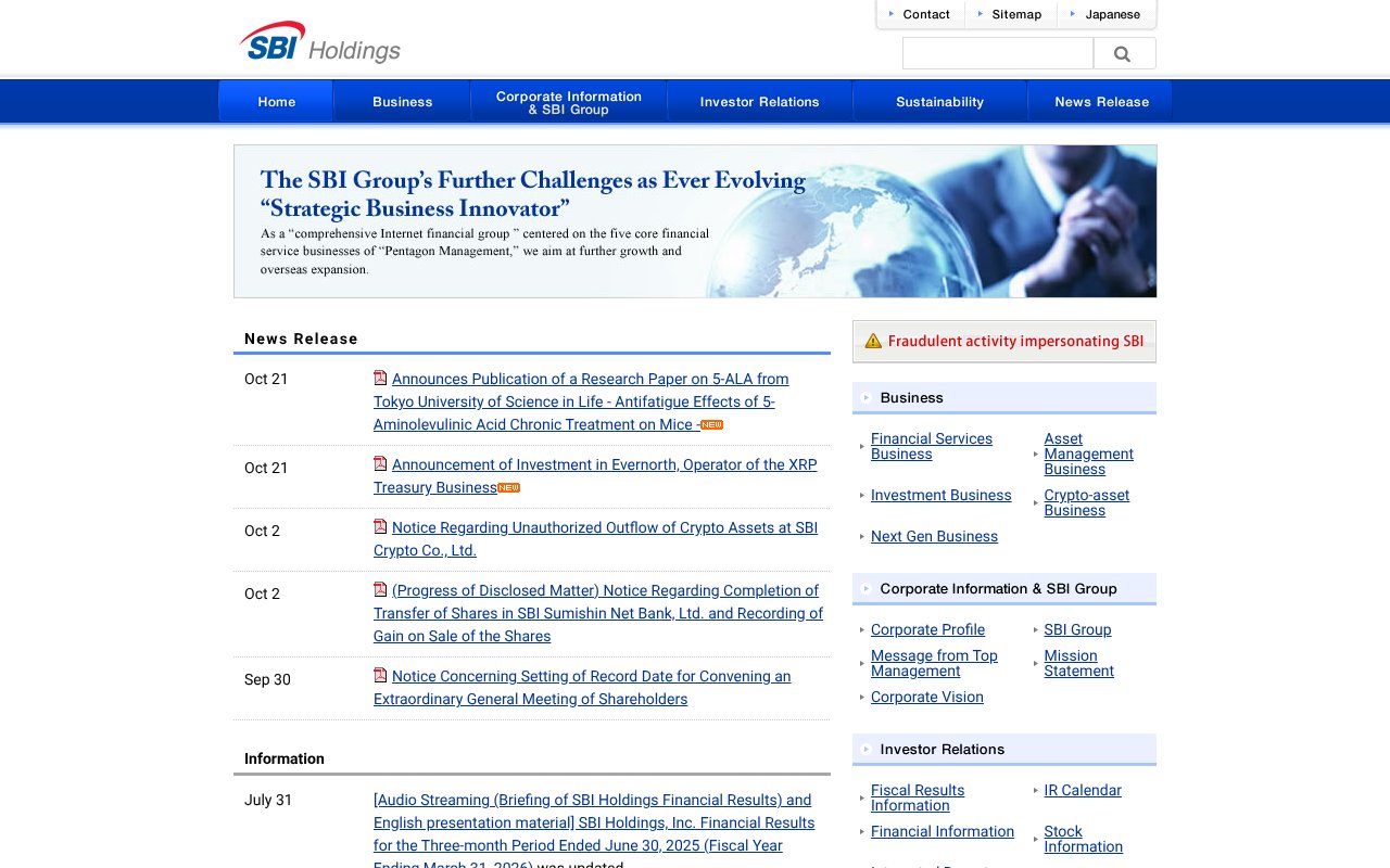 Screenshot of sbigroup.co.jp