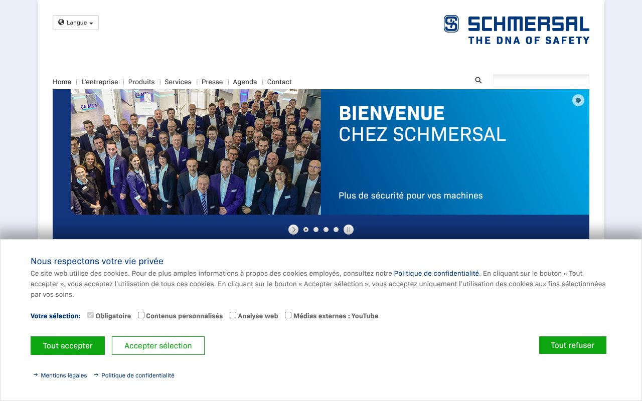 Screenshot of schmersal.fr