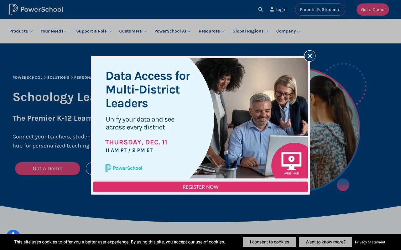 Screenshot of schoology.com
