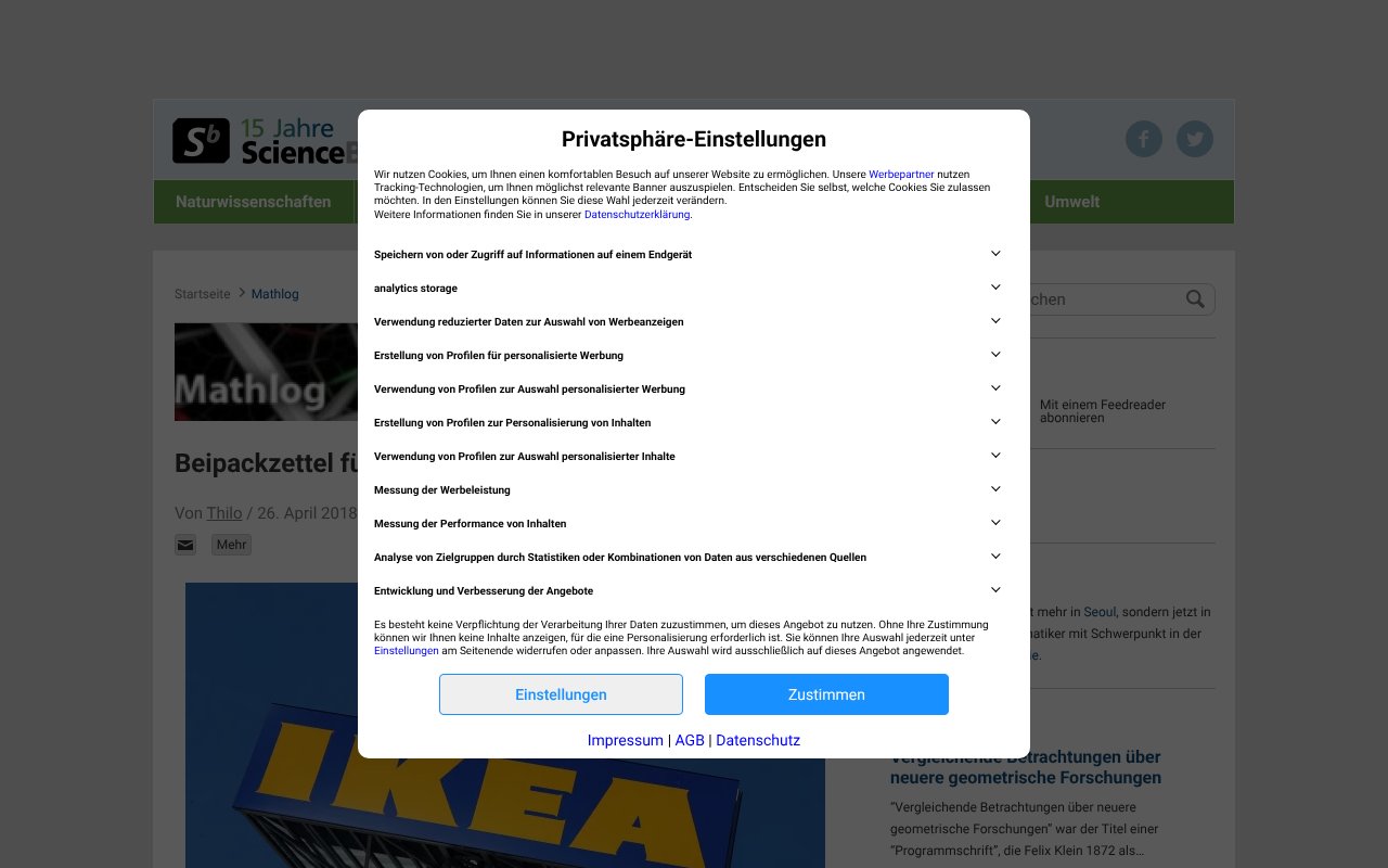 Screenshot of scienceblogs.de
