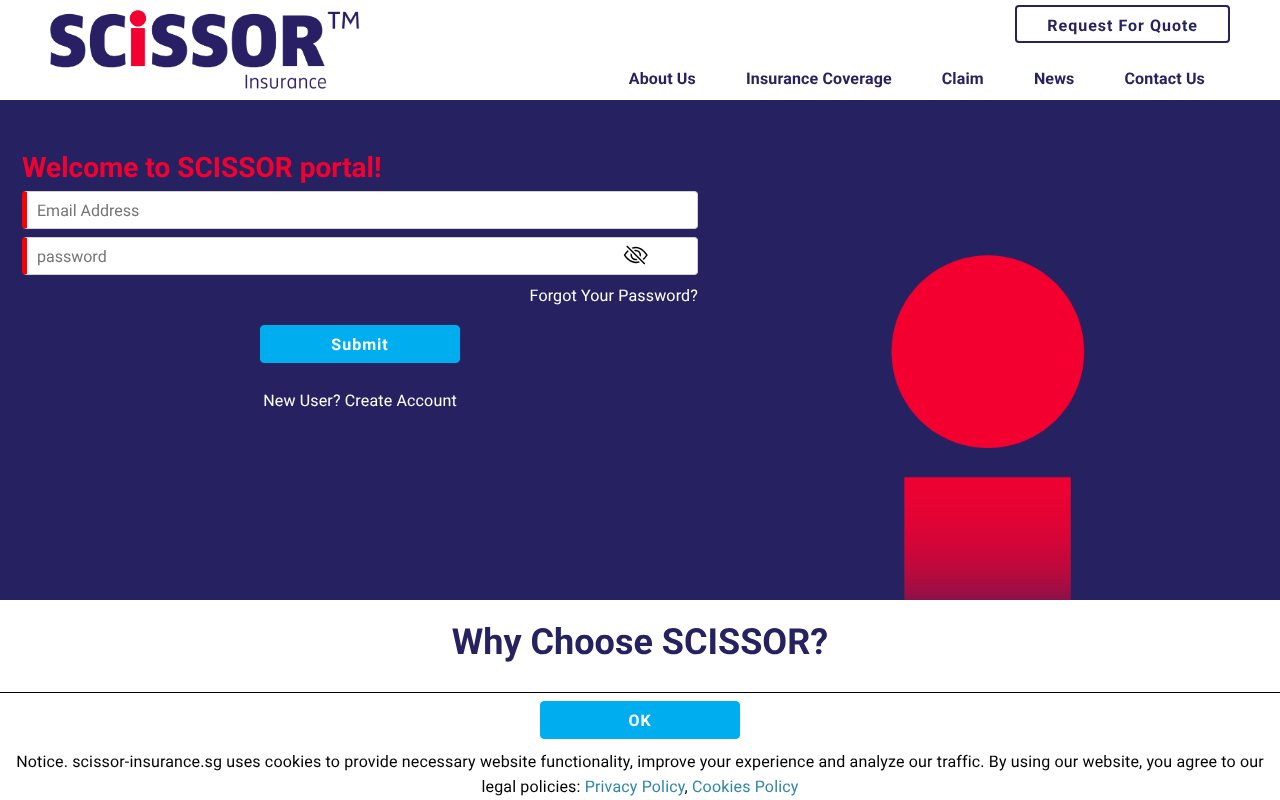 Screenshot of scissor-insurance.sg