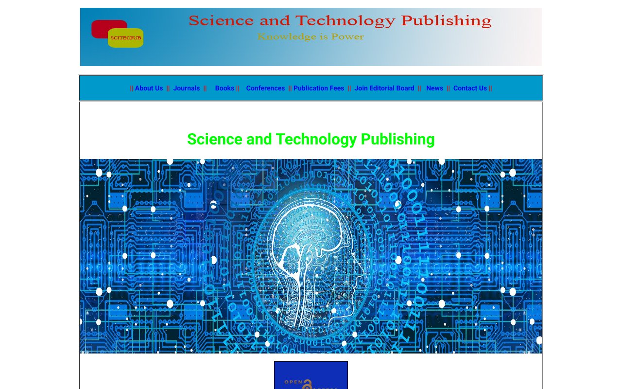 Screenshot of scitecpub.com