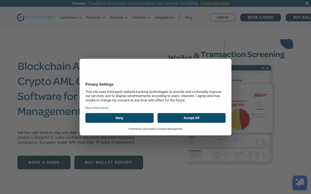 Screenshot of scorechain.com