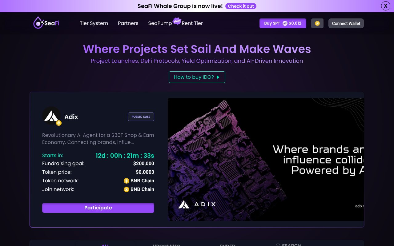 Screenshot of seapad.fund