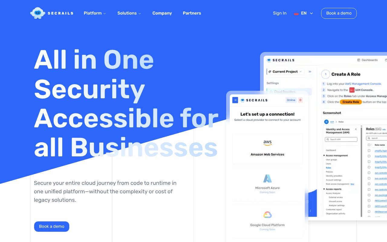 Screenshot of secrails.com