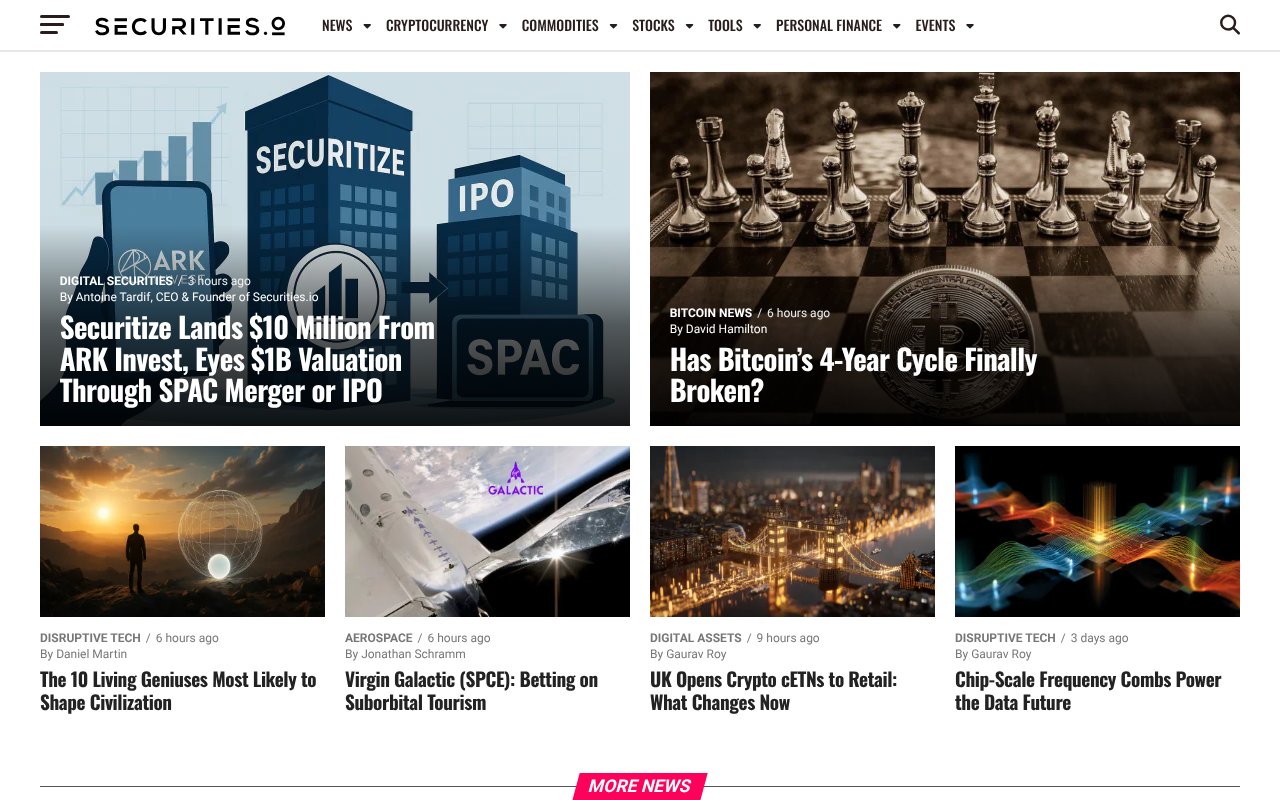 Screenshot of securities.io