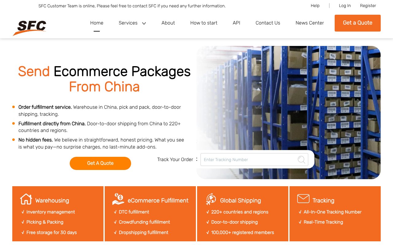 Screenshot of sendfromchina.com