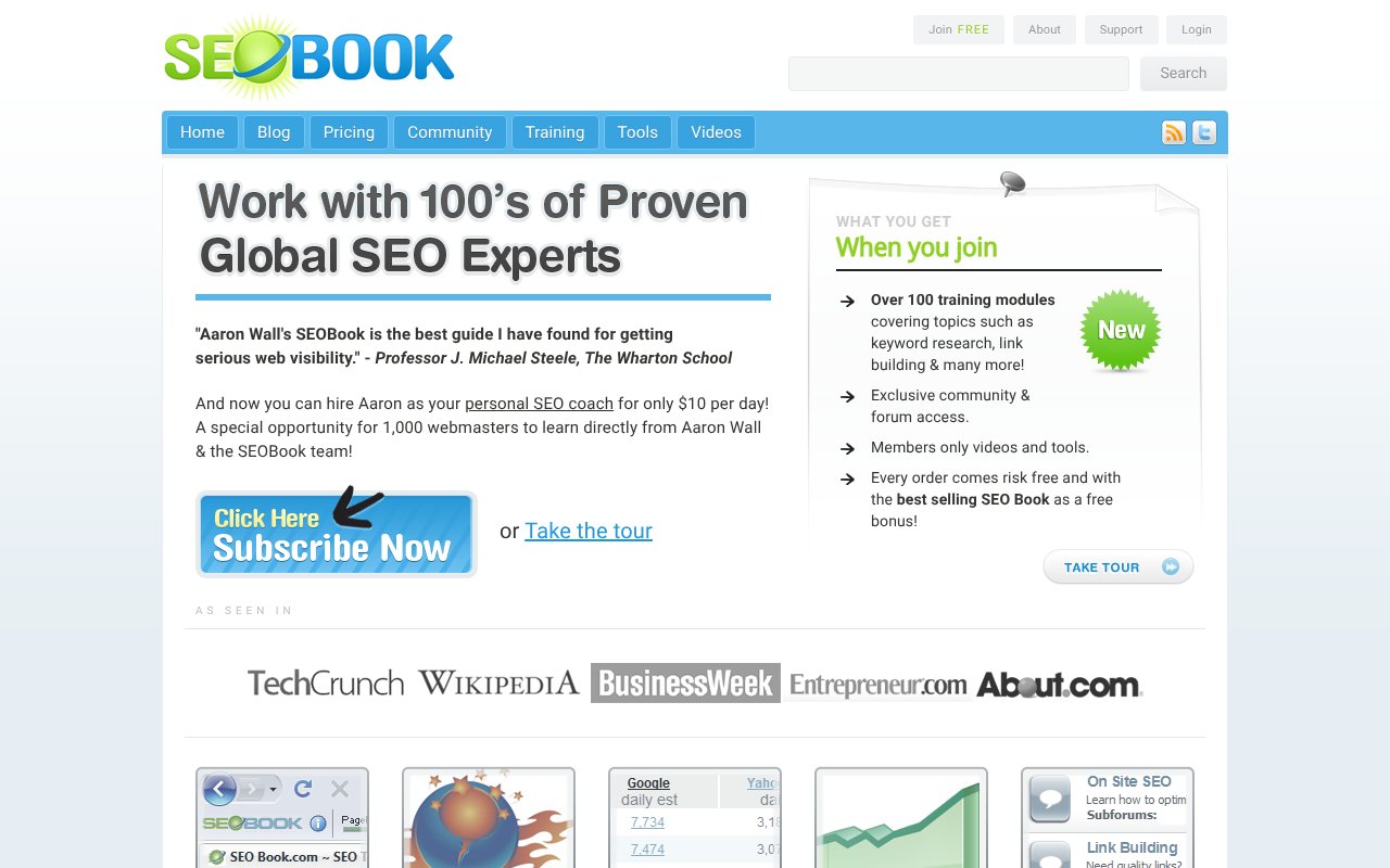 Screenshot of seobook.com