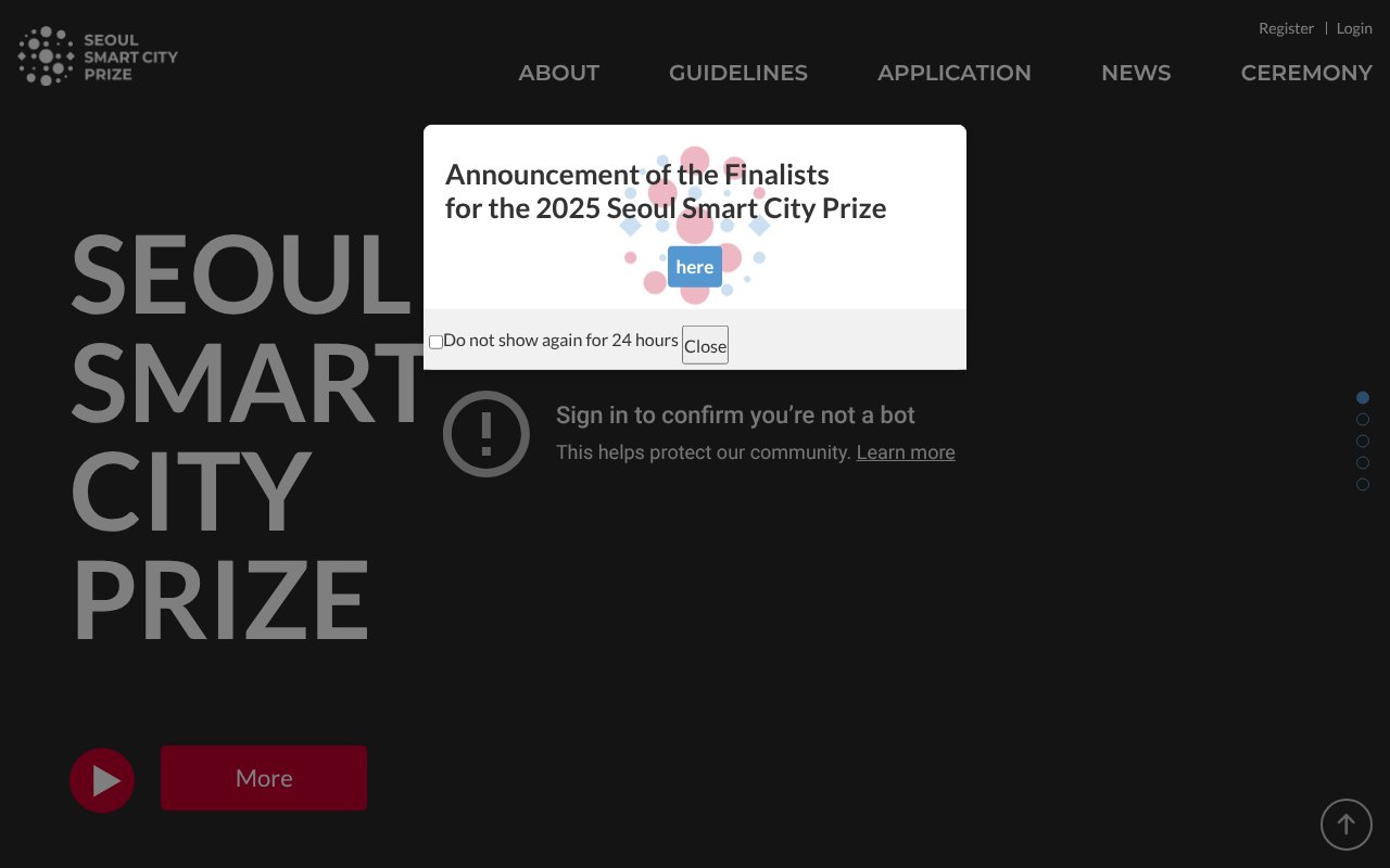 Screenshot of seoulsmartcityprize.com