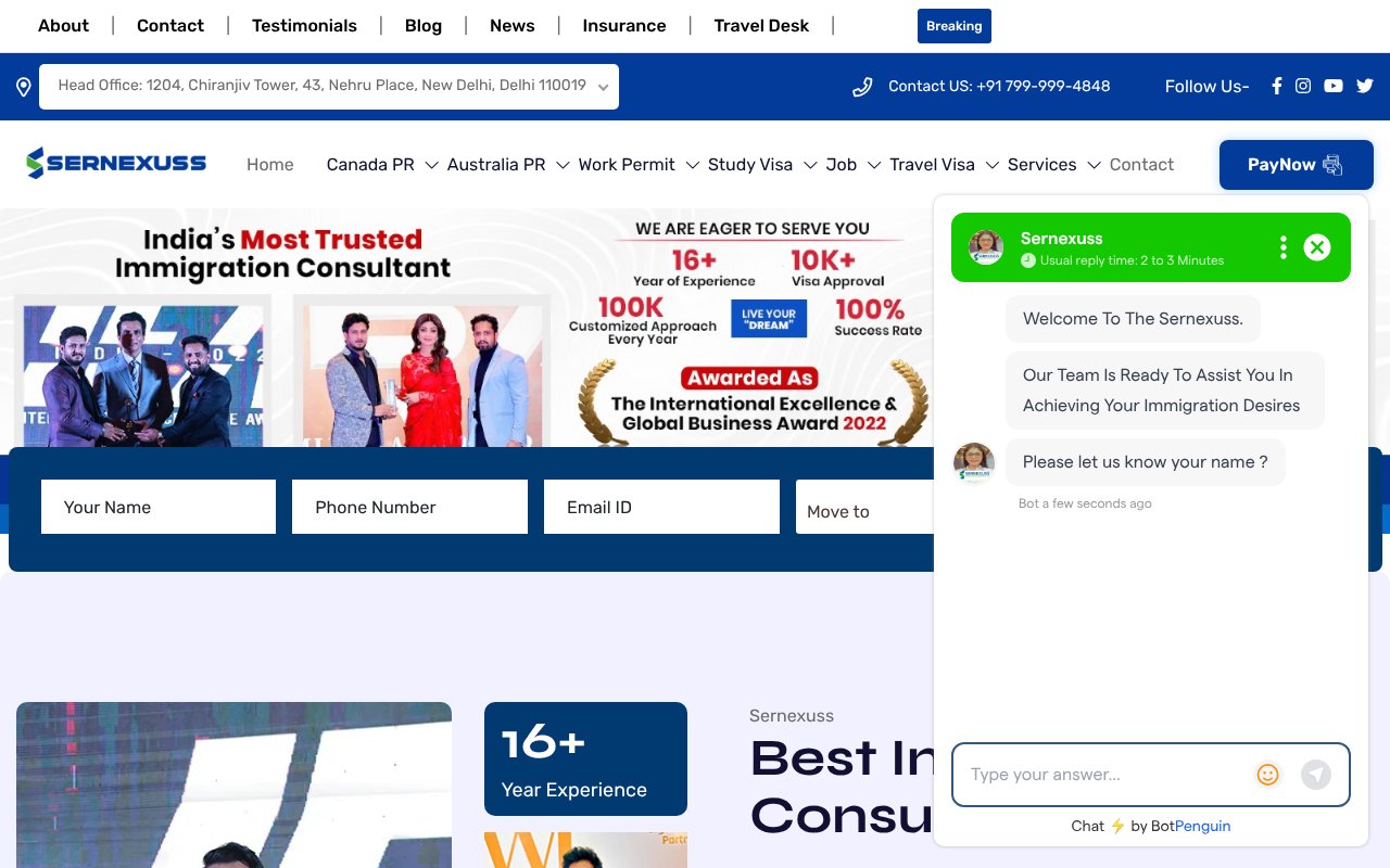 Screenshot of sernexuss.com