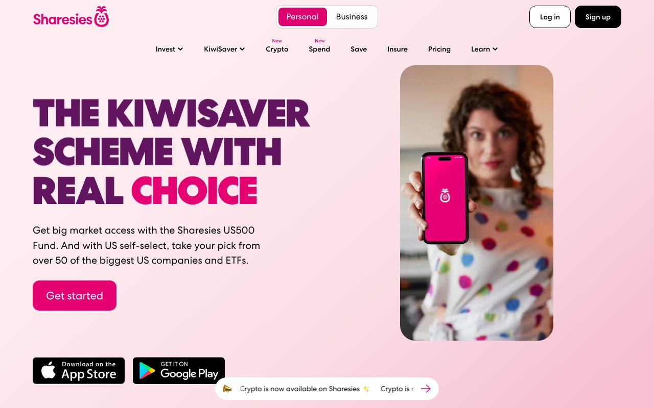 Screenshot of sharesies.nz