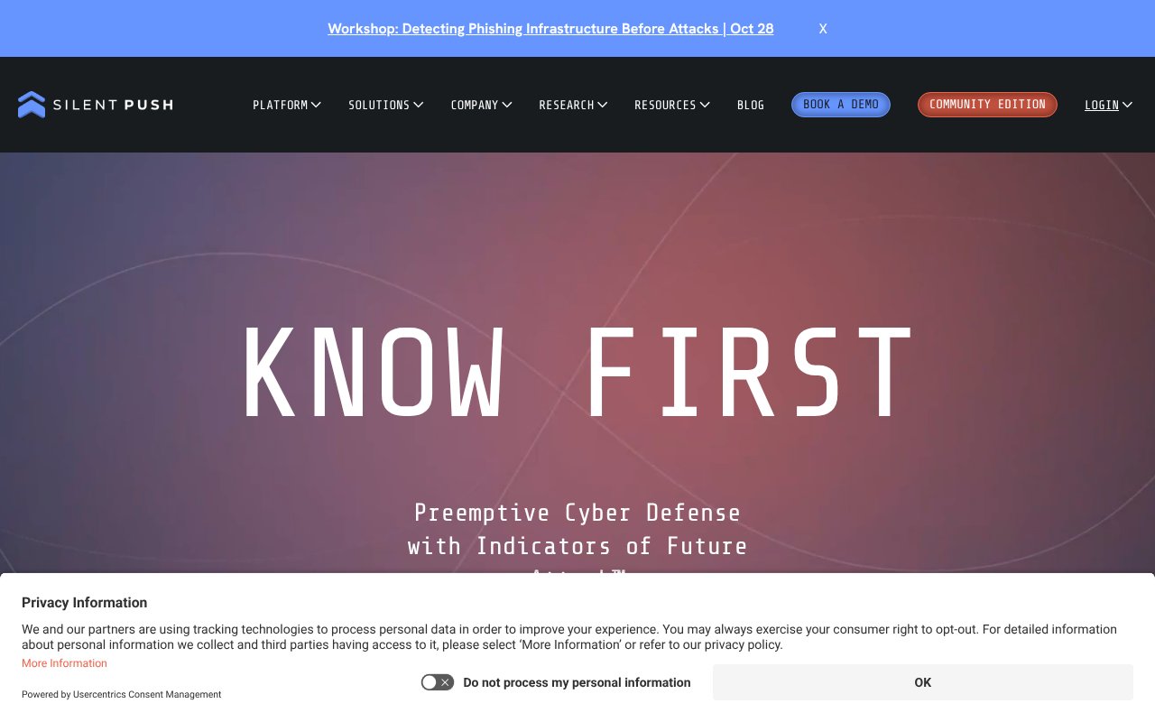 Screenshot of silentpush.com