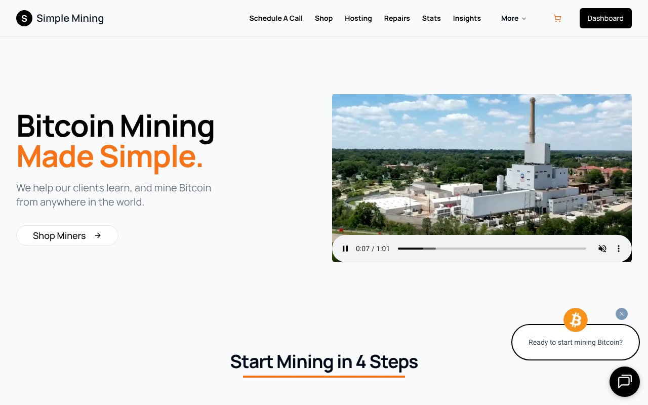 Screenshot of simplemining.io
