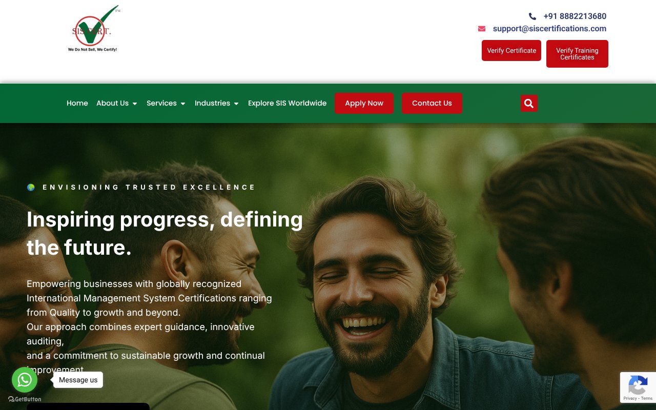 Screenshot of siscertifications.com