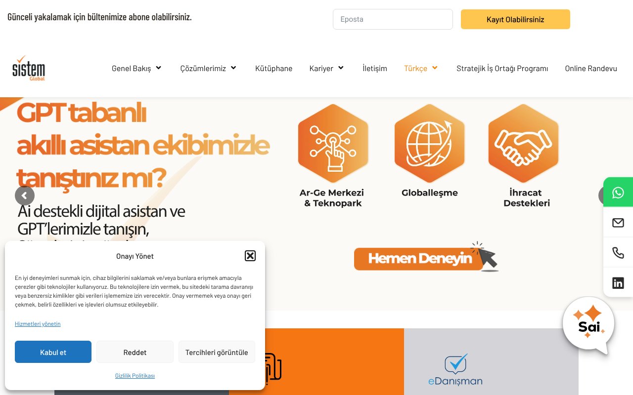 Screenshot of sistemglobal.com.tr