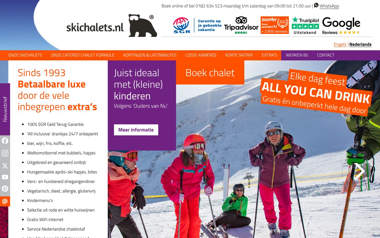 Screenshot of skichalets.nl