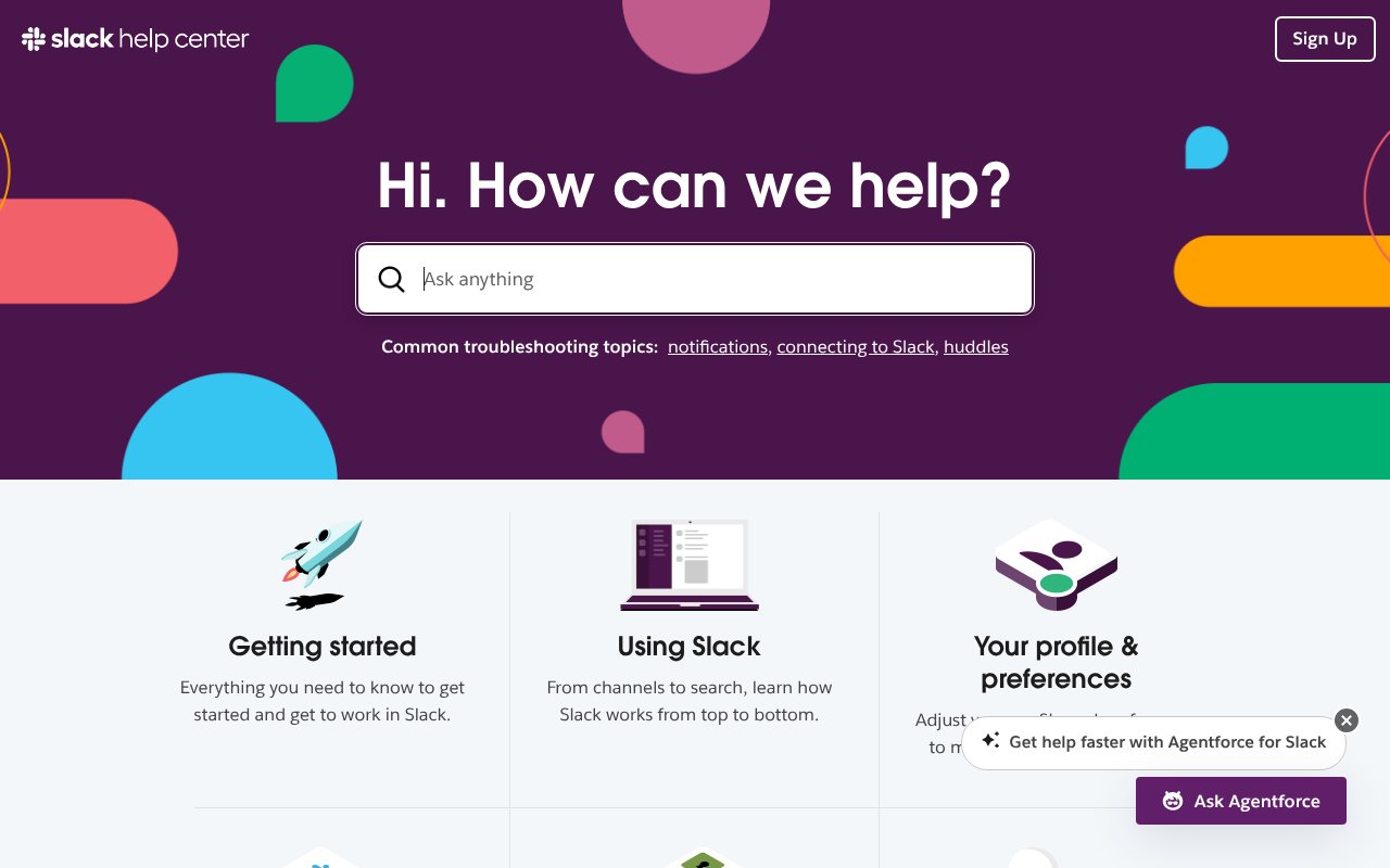 Screenshot of slack.help
