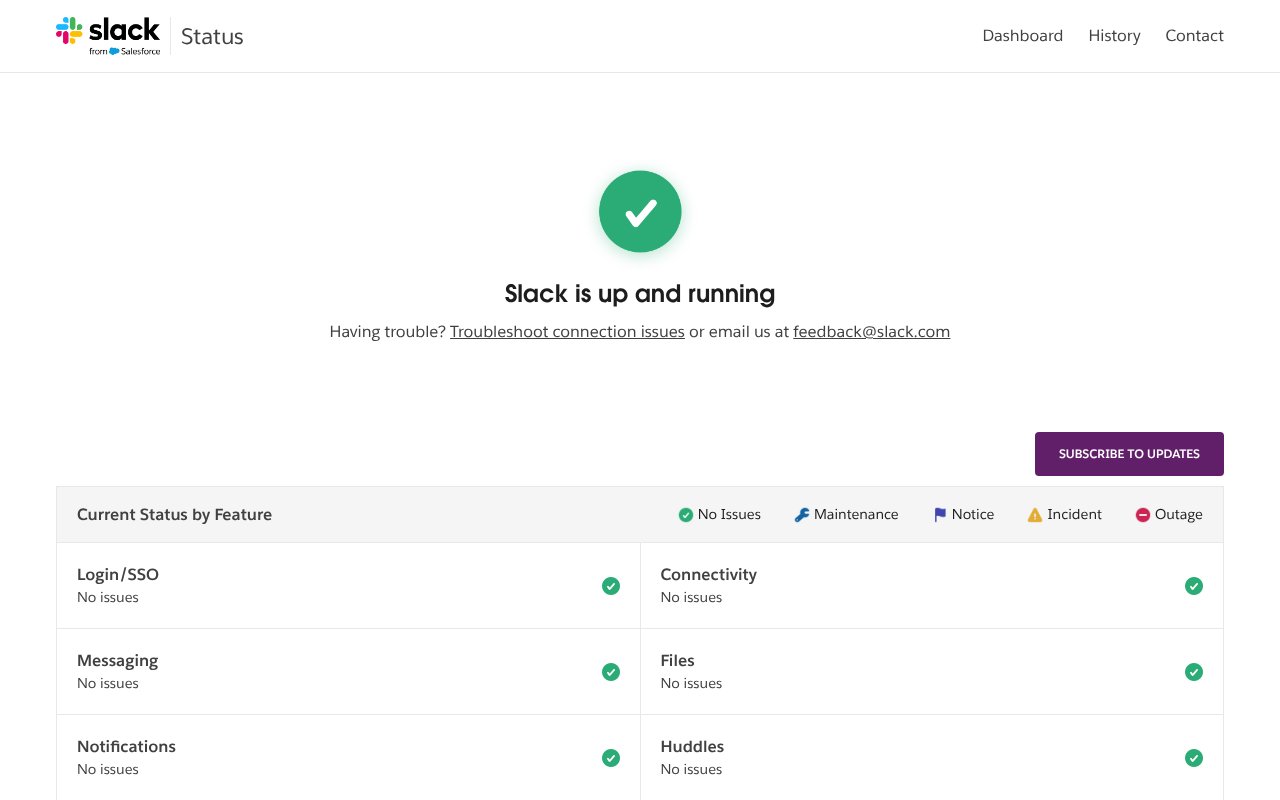 Screenshot of slack-status.com