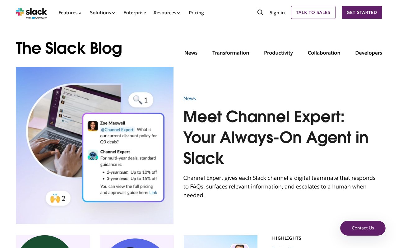 Screenshot of slackhq.com