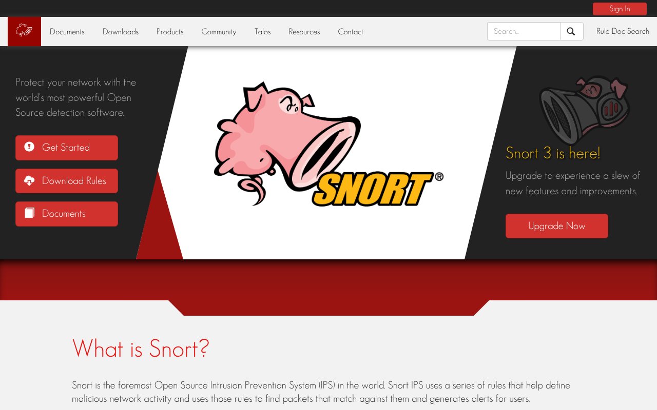 Screenshot of snort.org