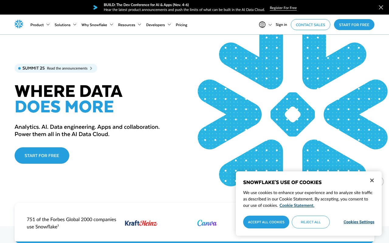 Screenshot of snowflake.com