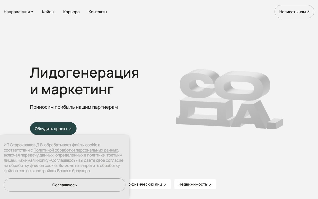 Screenshot of sodaa.ru