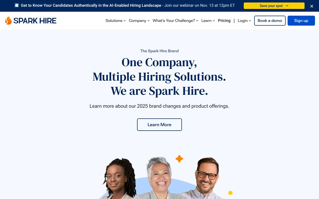 Screenshot of sparkhire.com