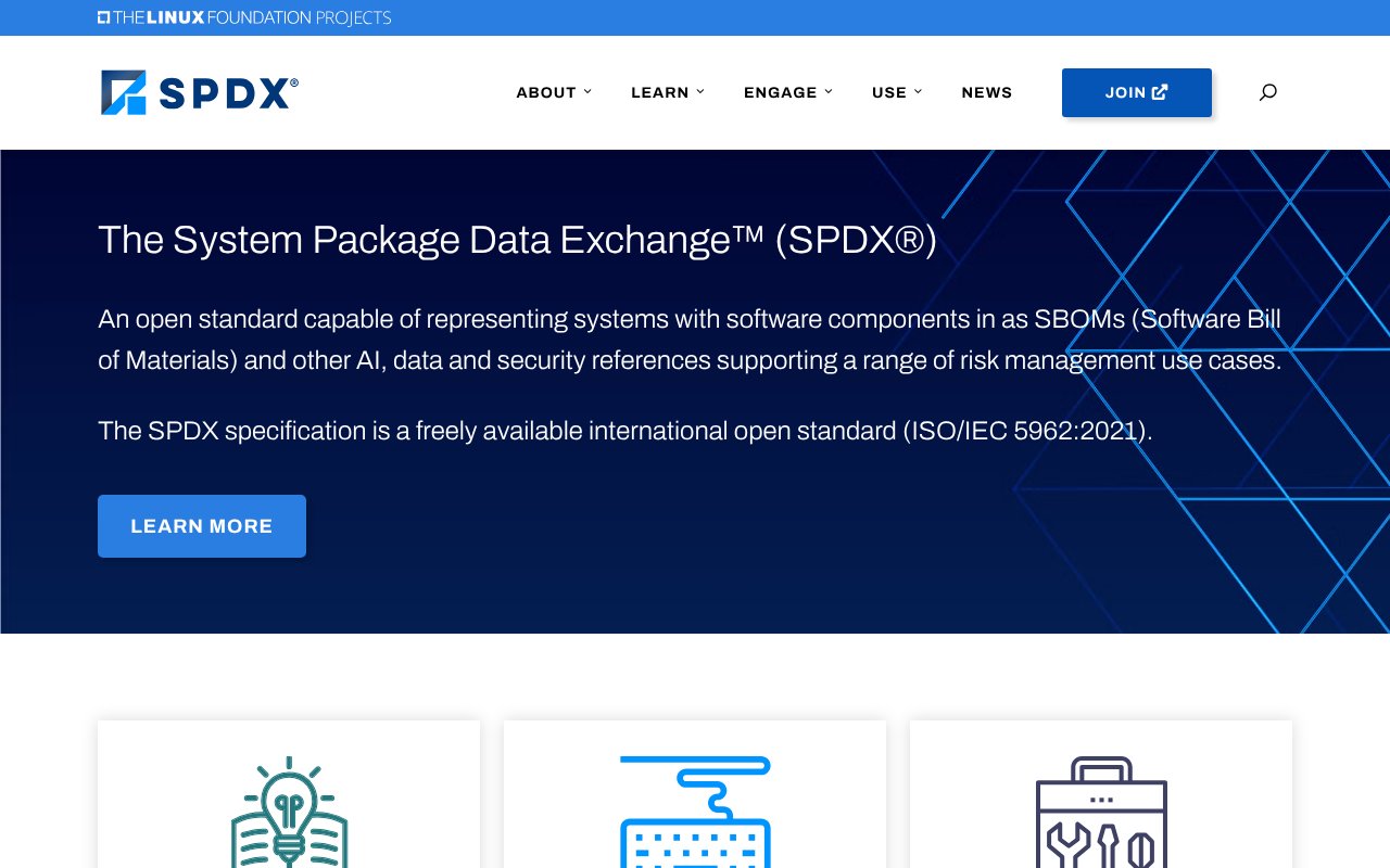 Screenshot of spdx.dev