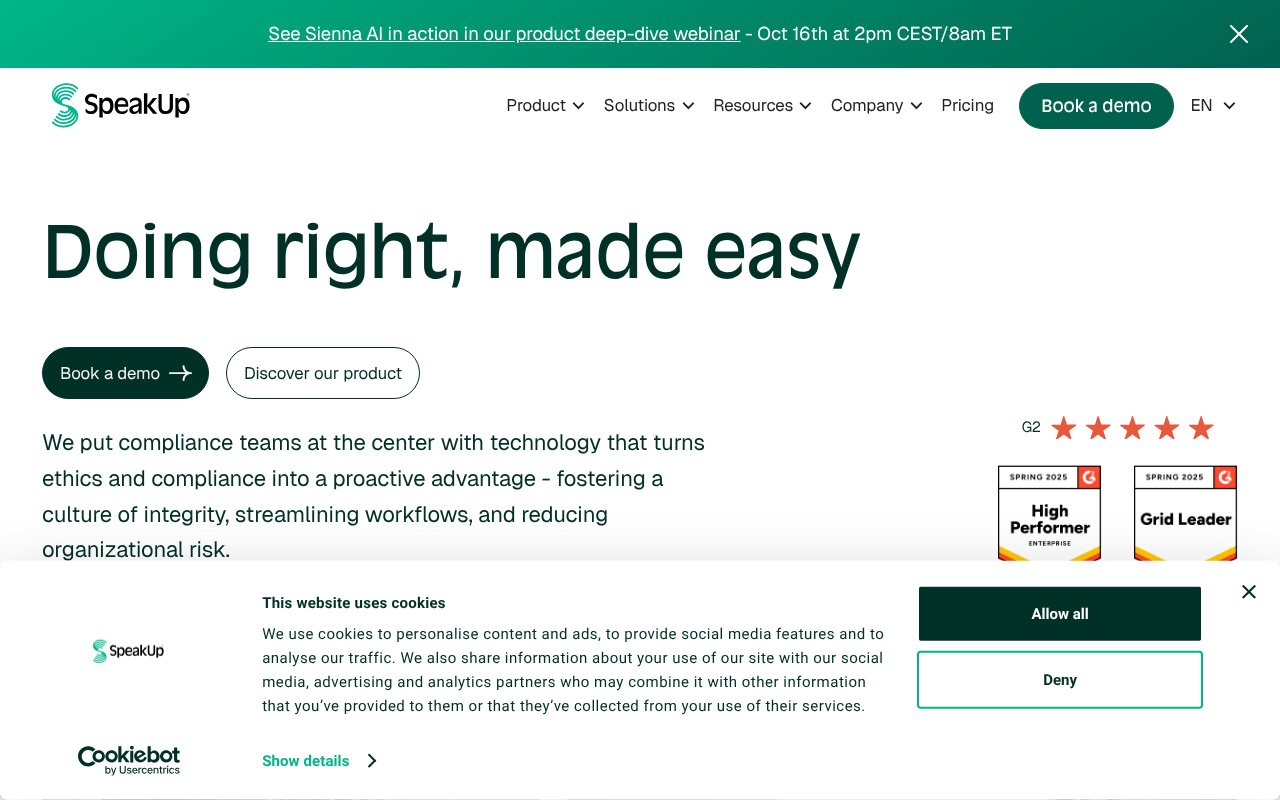 Screenshot of speakup.com