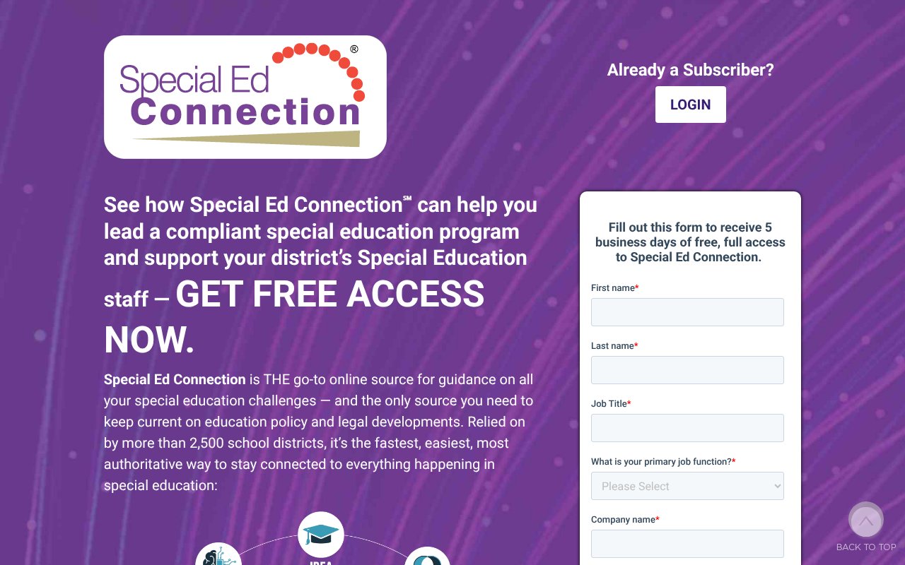 Screenshot of specialedconnection.com