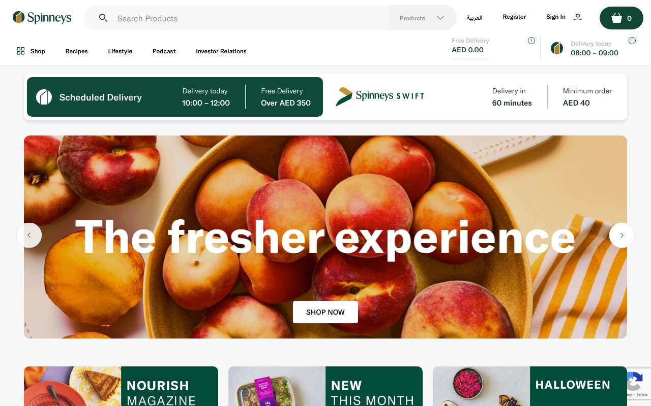 Screenshot of spinneys.com