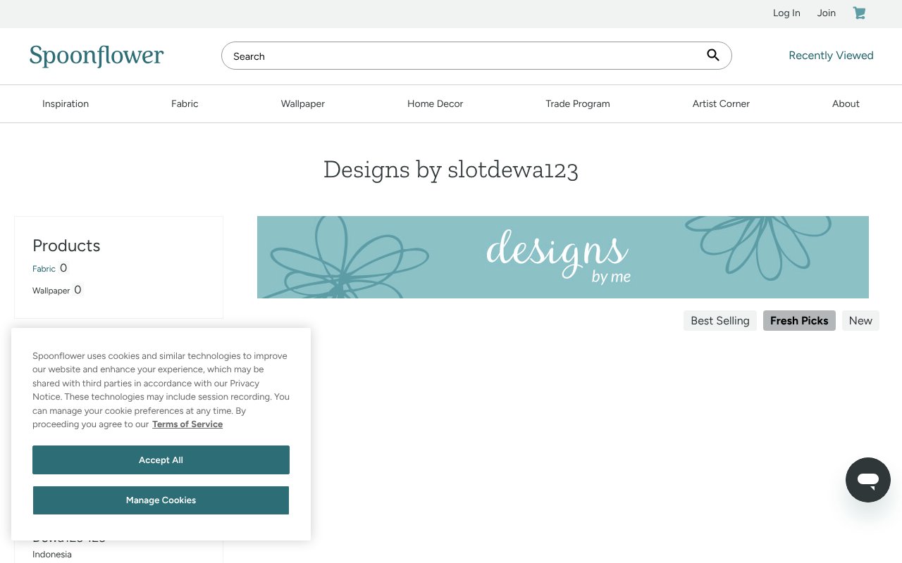 Screenshot of spoonflower.com