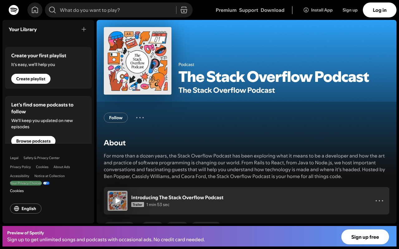 Screenshot of spotify.com