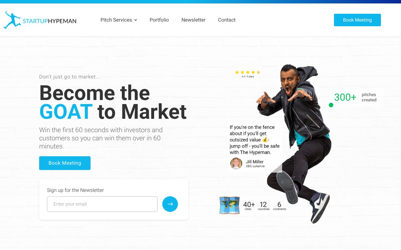 Screenshot of startuphypeman.com