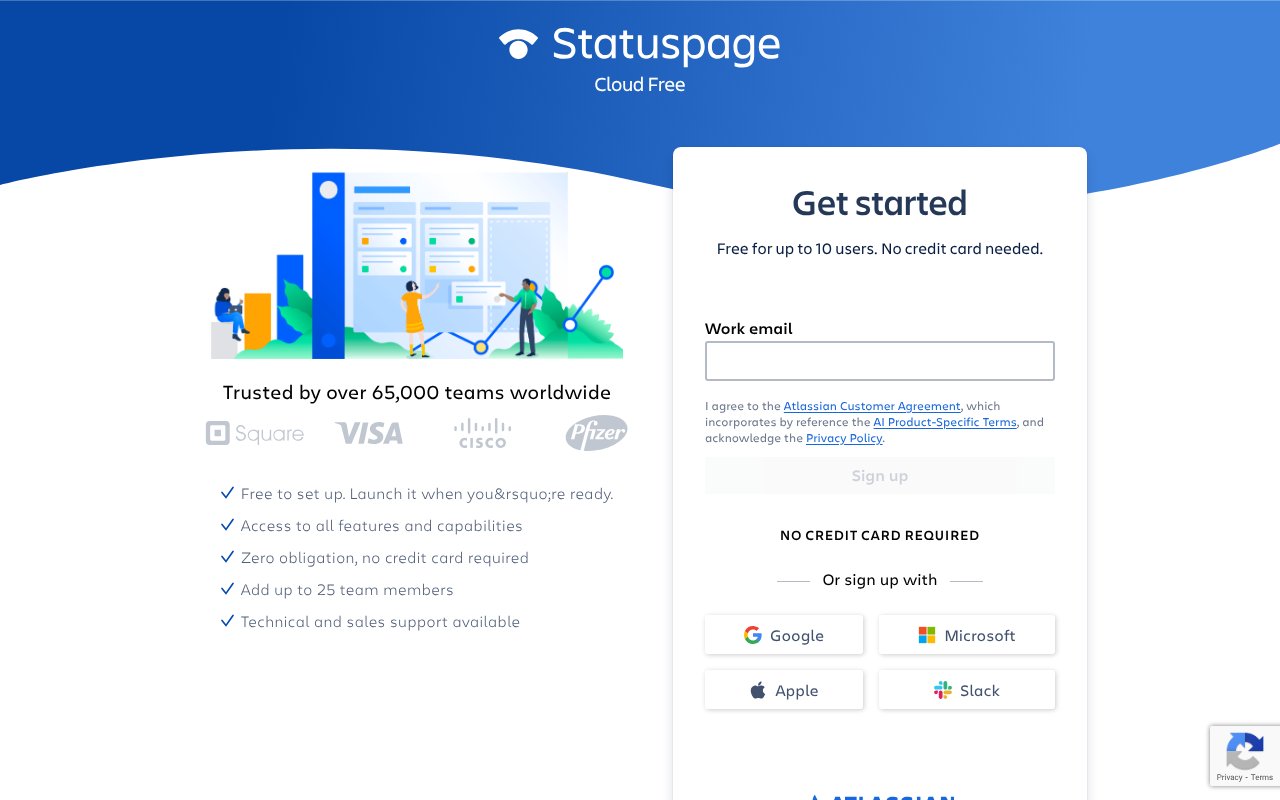 Screenshot of statuspage.io