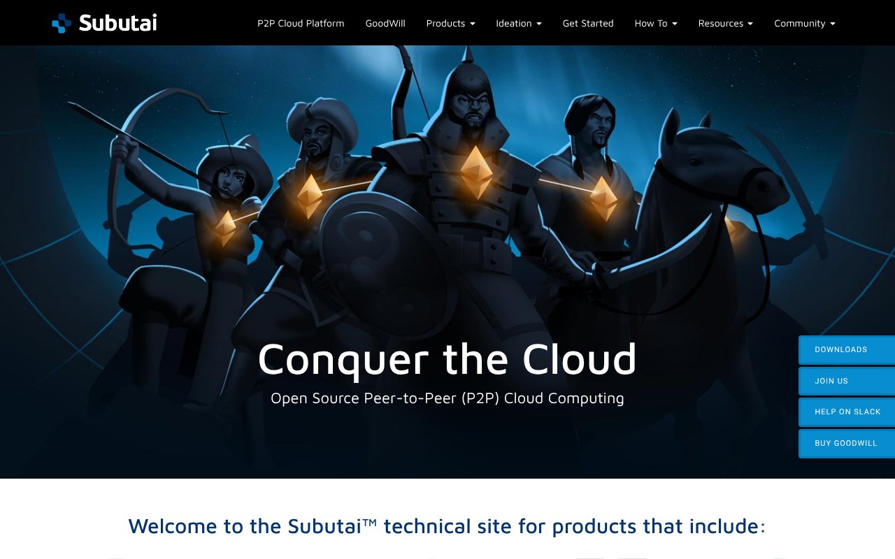 Screenshot of subutai.io