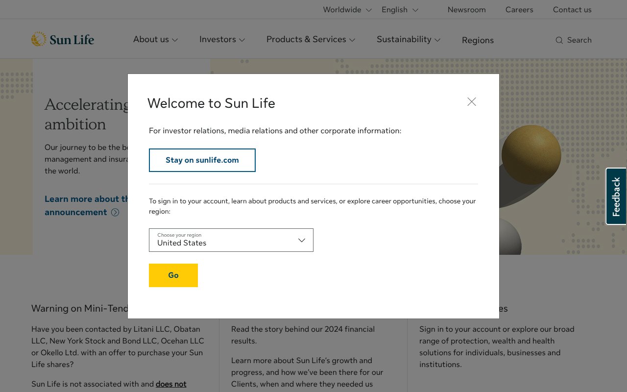 Screenshot of sunlife.com