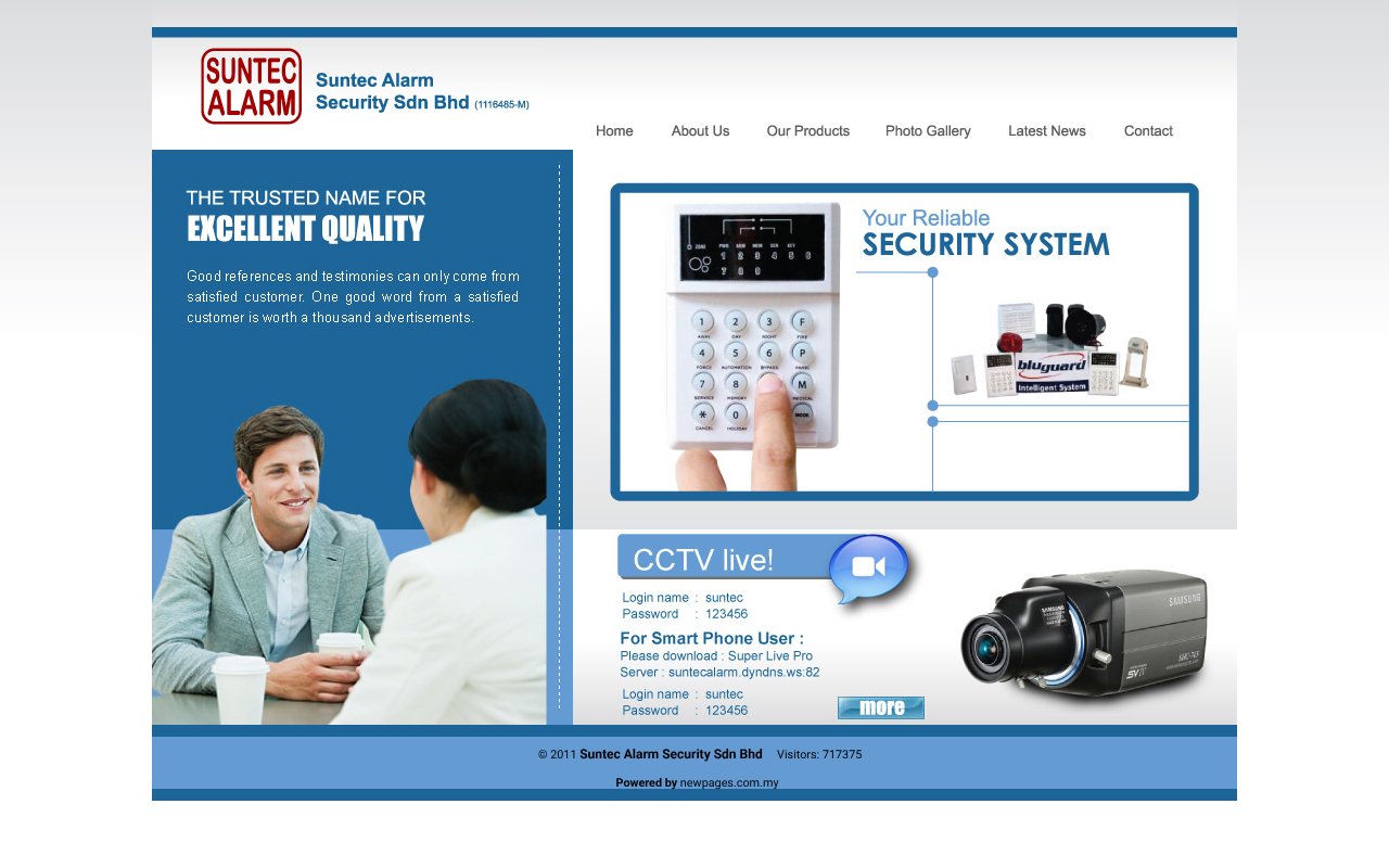 Screenshot of suntecalarm.com