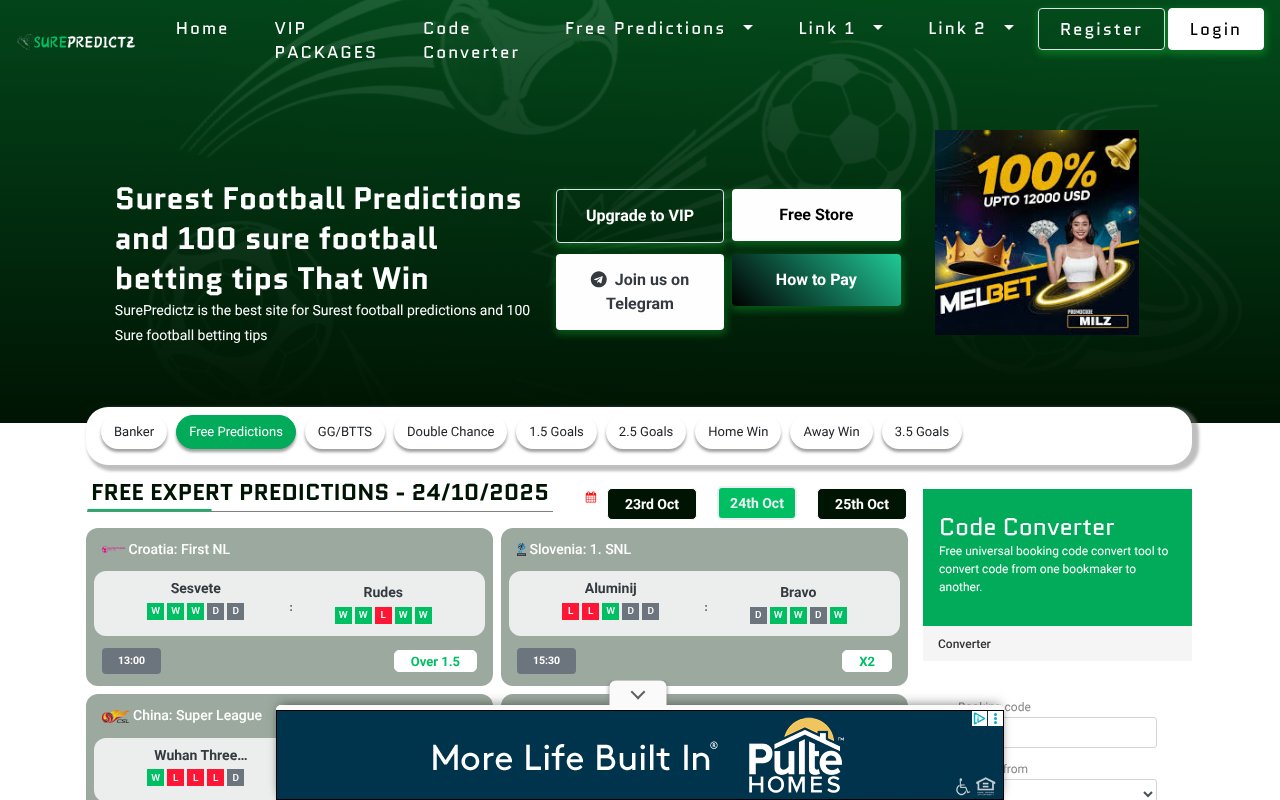 Screenshot of surepredictz.com