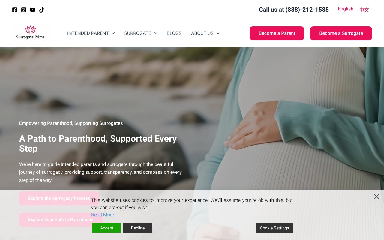 Screenshot of surrogateprime.com