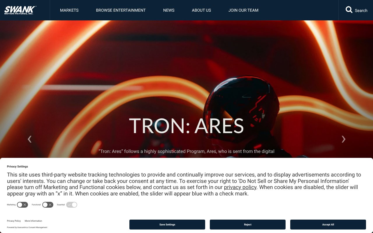 Screenshot of swank.com