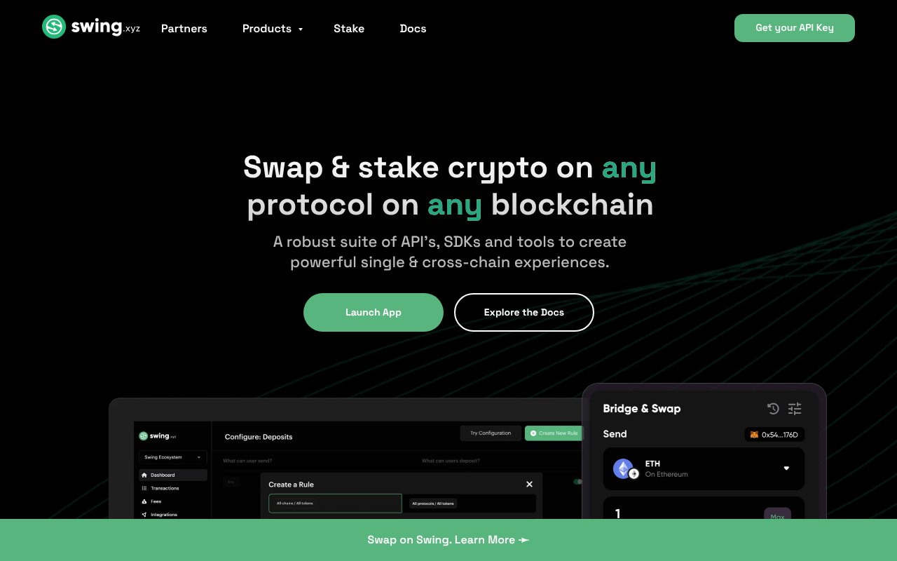 Screenshot of swing.xyz