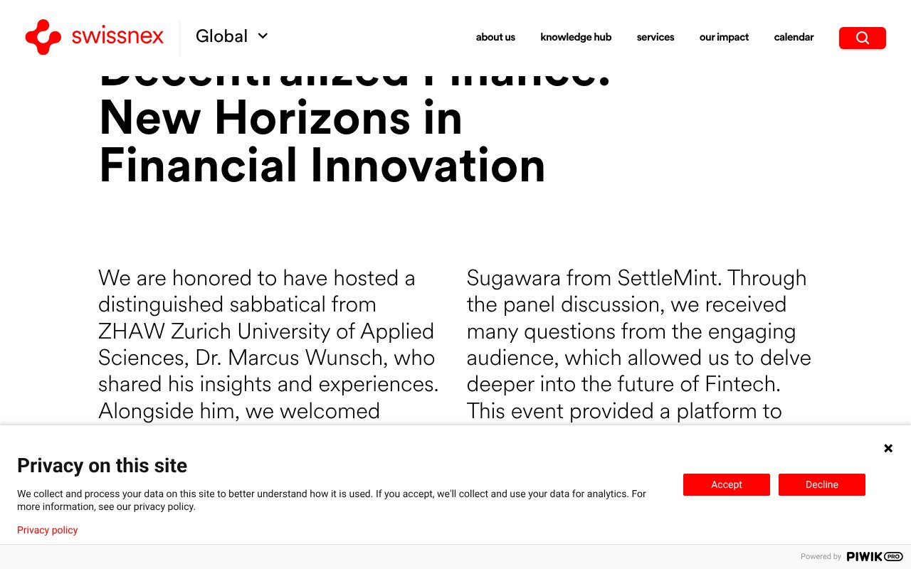 Screenshot of swissnex.org