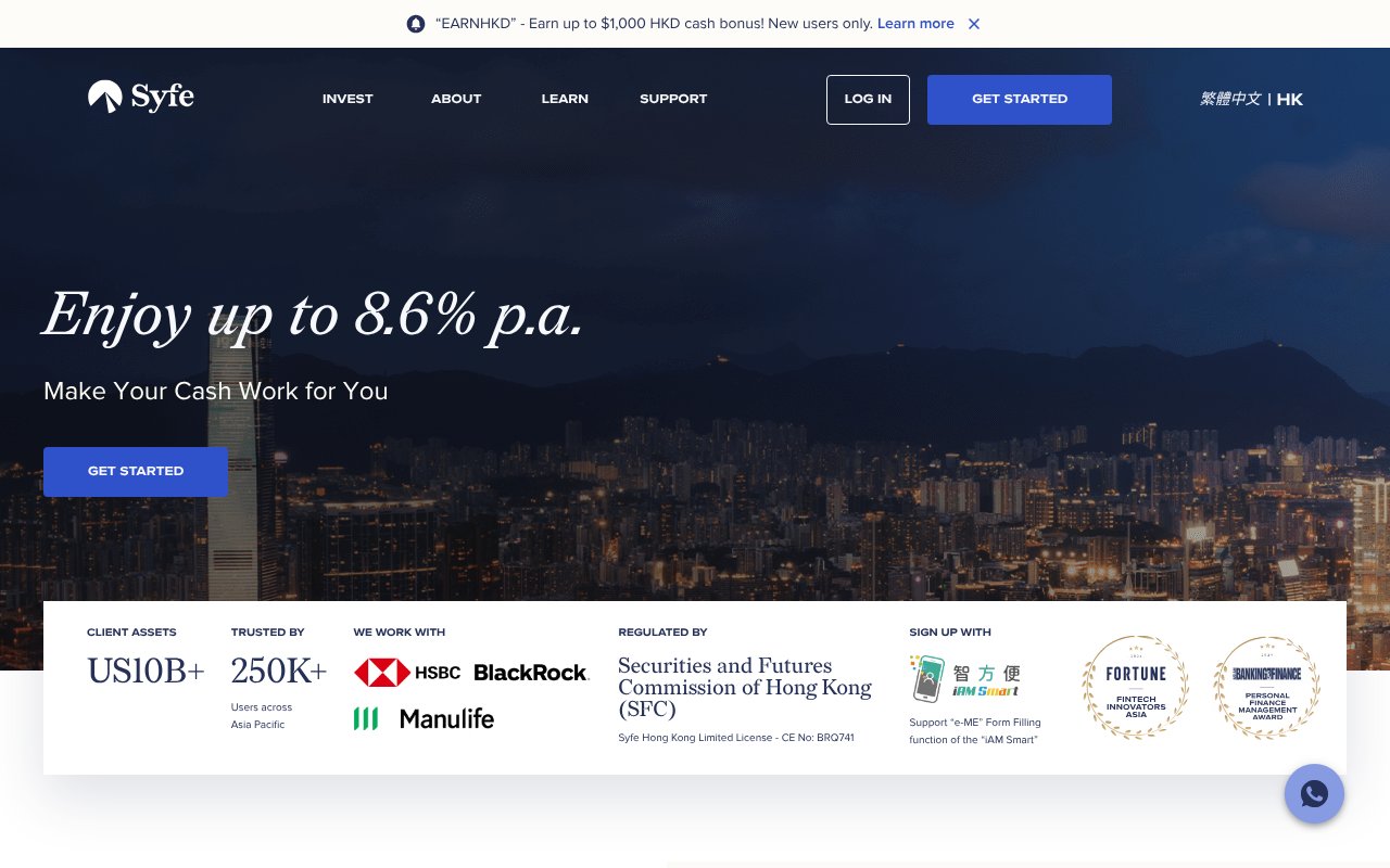 Screenshot of syfe.com