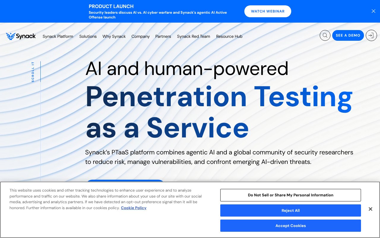 Screenshot of synack.com
